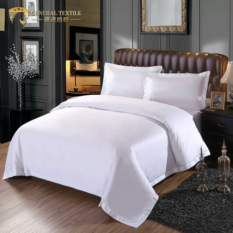 100% Cotton 250tc Queen Size 3cm Stripes White Bed Sheets