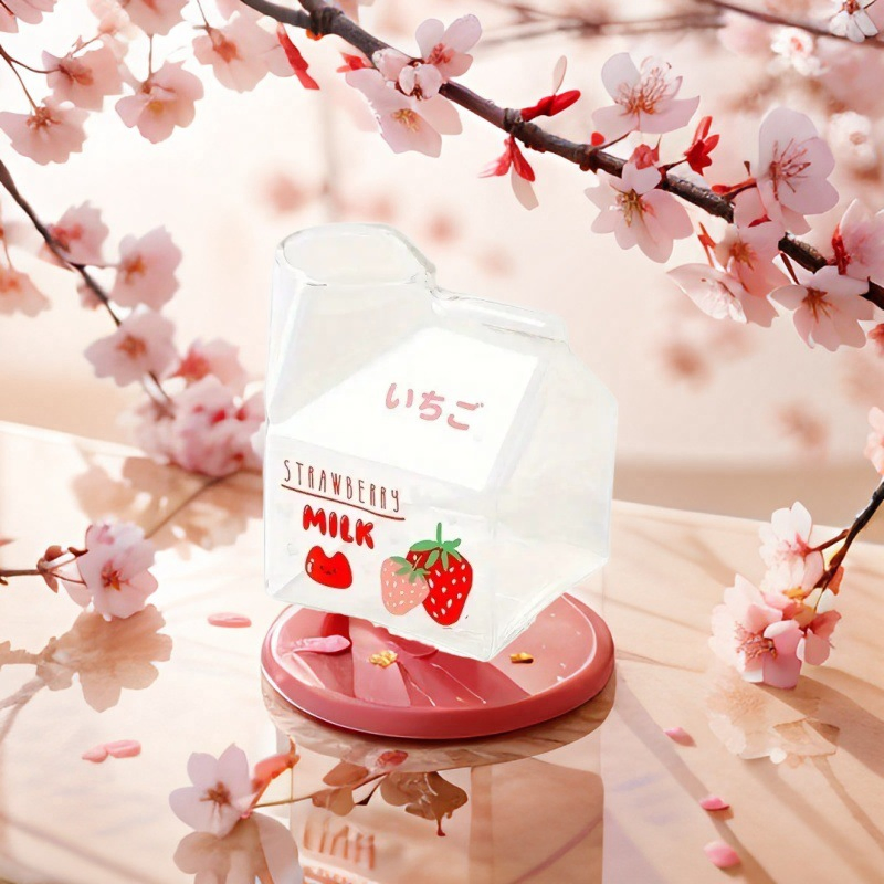 Manufacturer Wholesale Heat-Resistant Square Glass Milk Carton Shaped Glass Cup