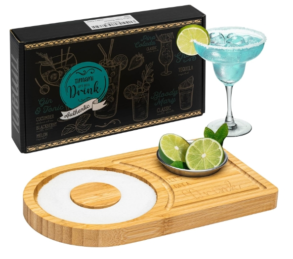 Bamboo Wood Glass Rimmer Cocktail Bartender Tool Margarita Salt Rimmer Set