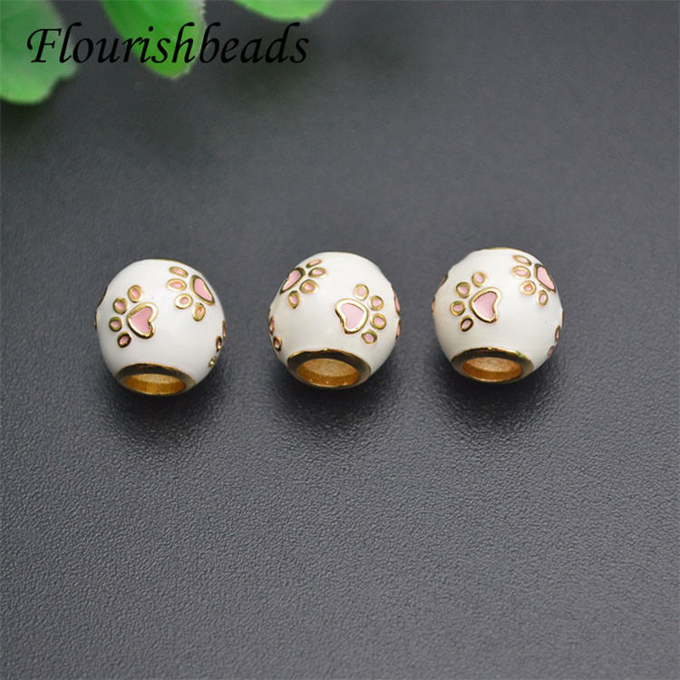 Supplies Gold Plating White Enamel Claw Shape Tube Spacer Beads for Bracelet