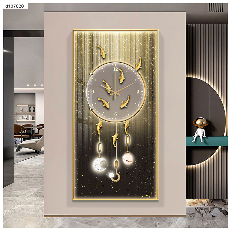 Entrance Living Room Crystal Wall Clock Art Painting Clock Luxury Frame