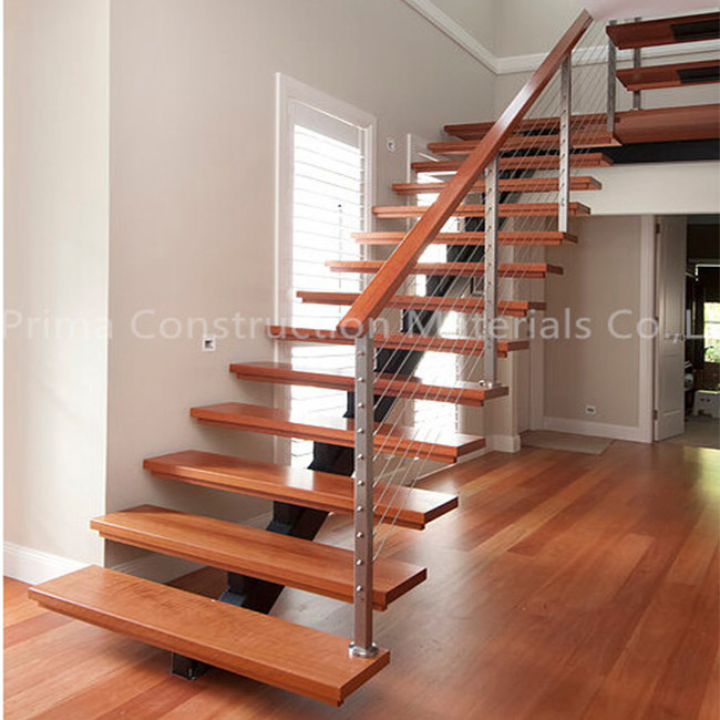 High Quality Prima Precast Indoor Glass Stairs Wood Floating Staircase