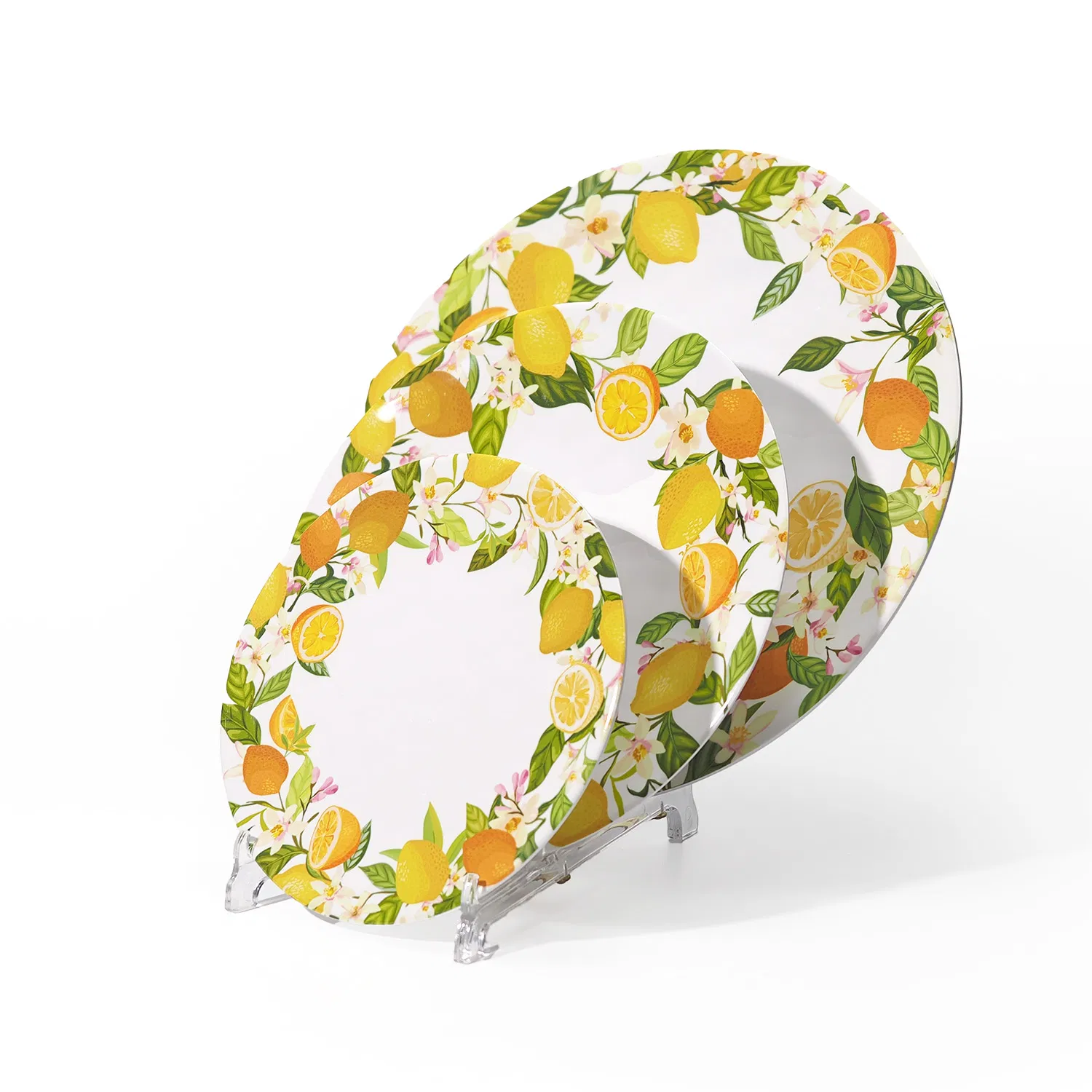 Customized Food Fruit Container 14 Inch Melamine Ripple Round Salad Plate