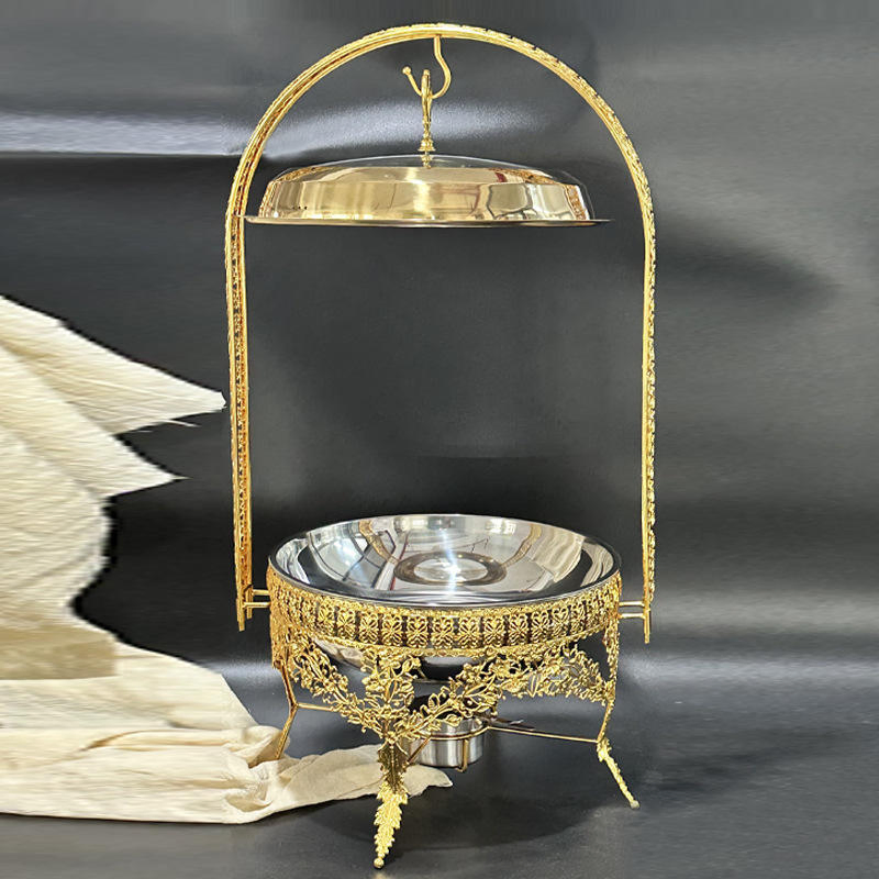 Multifunctional Metal Lid Middle East Export for Outdoor Weddings Includes Forks Warming Golden Buffet Stove