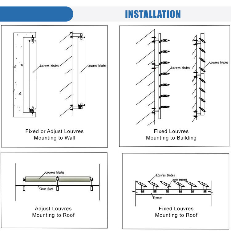 Customized Building Design Aluminum Sun Louver Exterior Shutters Horizontal Window Shutters