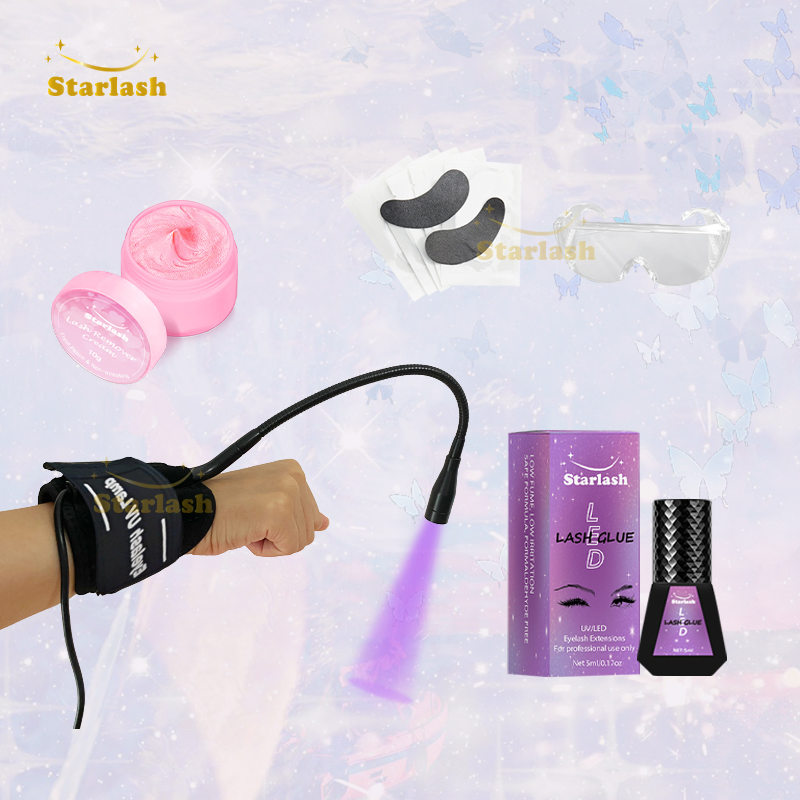 Star Lash LED UV Foot Pedal Eyelash Long Retention UV LED Wrist Lamp Lash Glue Set