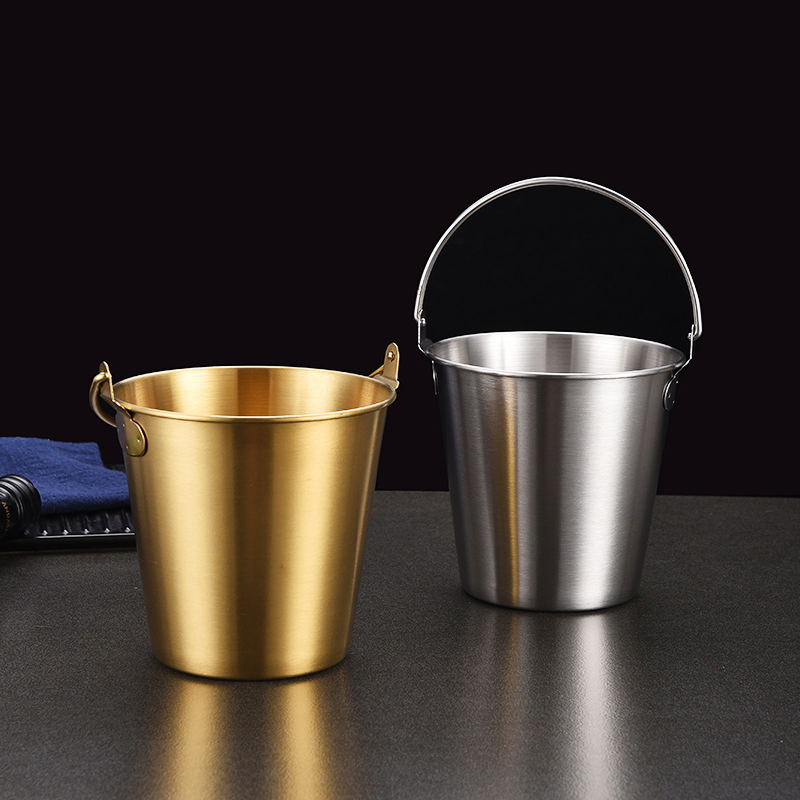 2.5 Liters Modern Stainless Steel Hammer Style Cooler Beer Beverage for Champagne Parties Ice Bucket with Metal Handle