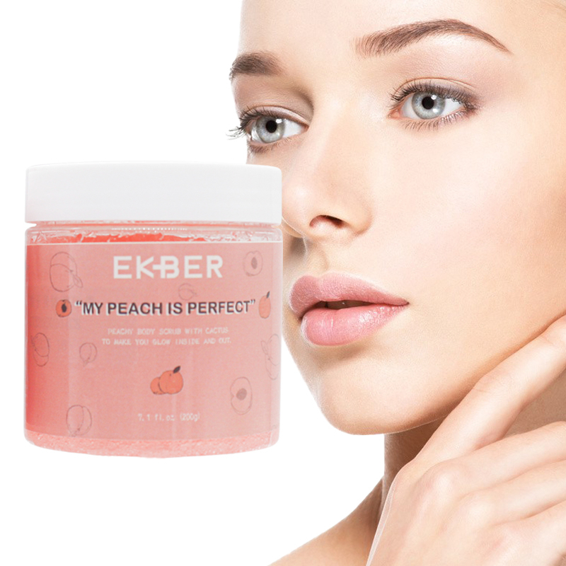 Customize Logo Skin Whitening Deep Cleaning Gentle Cleansing Body Scrub Natural Peach Strawberry Body Scrub