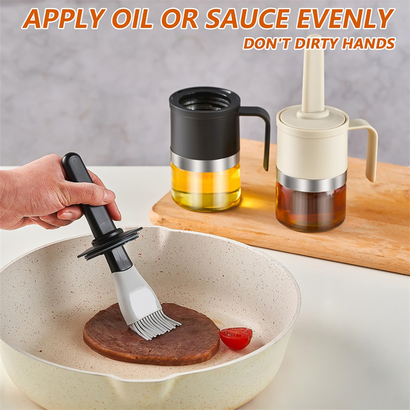 300ml Olive Oil Bottle Kitchen Oil Dispenser Bottle with Silicone Brush
