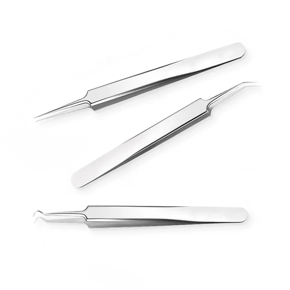 Pointed Tip Stainless Steel Multipurpose Eyelash Extension Tweezers Set