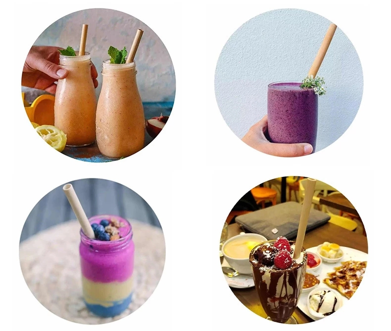 Natural Bamboo Straw 20cm Reusable Drinking Straws with Cleaning Brush Eco-Friendly Bamboo Cocktail Straws Bar Accessory