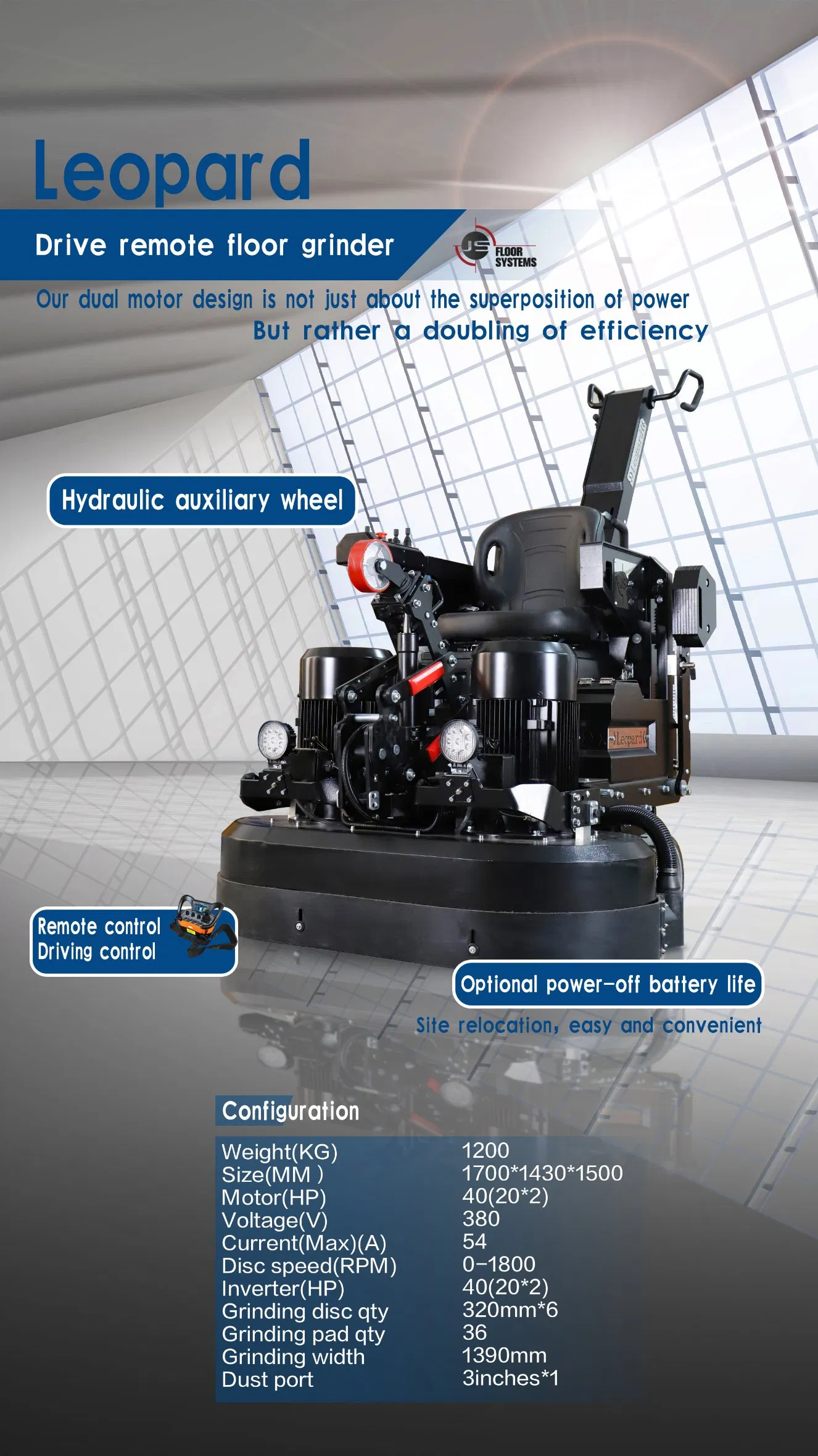 Ride on D1325 Driving Concrete Floor Grinder 8 Heads Planetary Powerful Grinding Machine