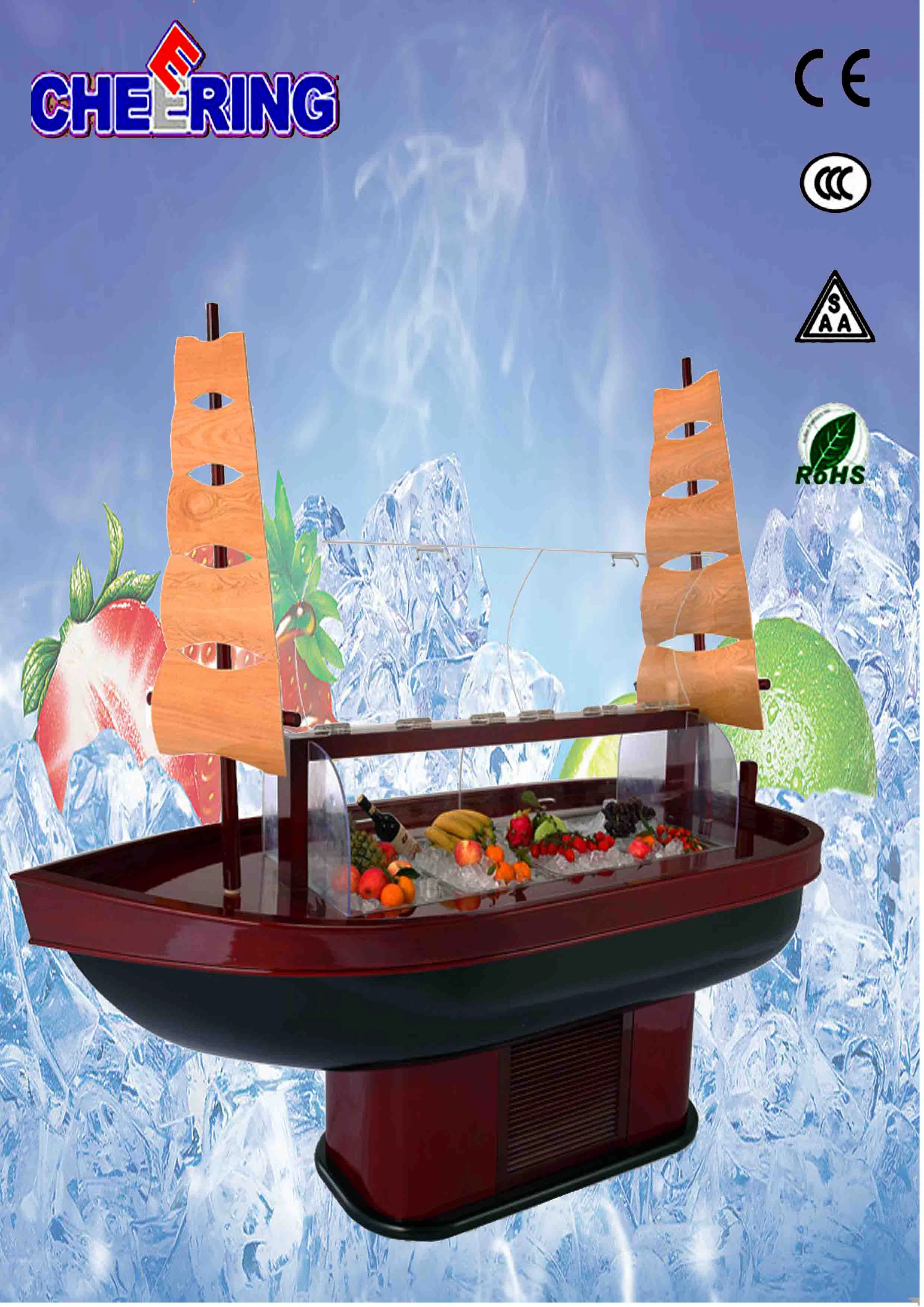 Premium Round Marble Salad Bar Cooler with CE Certification