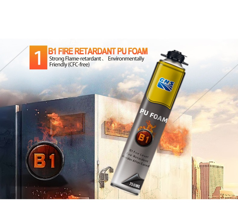 PU Foam Fireproof B1 Flameproof Gap Mounting White Spray PU Foam