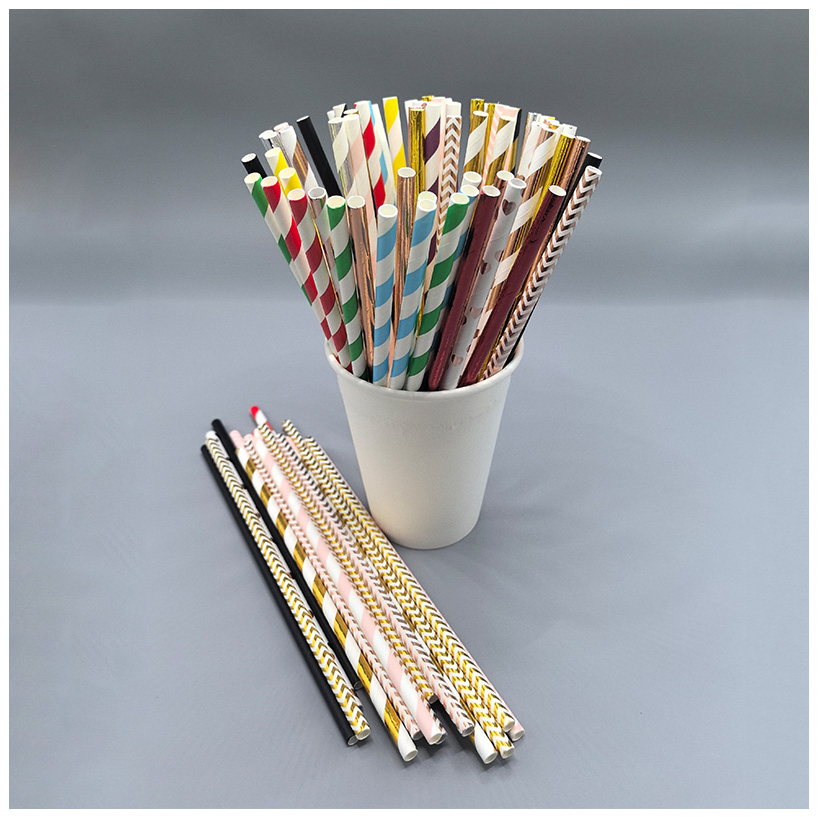 Custom Printing Cheap Disposable Eco Friendly Colorful Individually Wrapped Boba Tea Drinking Kraft Paper Straw