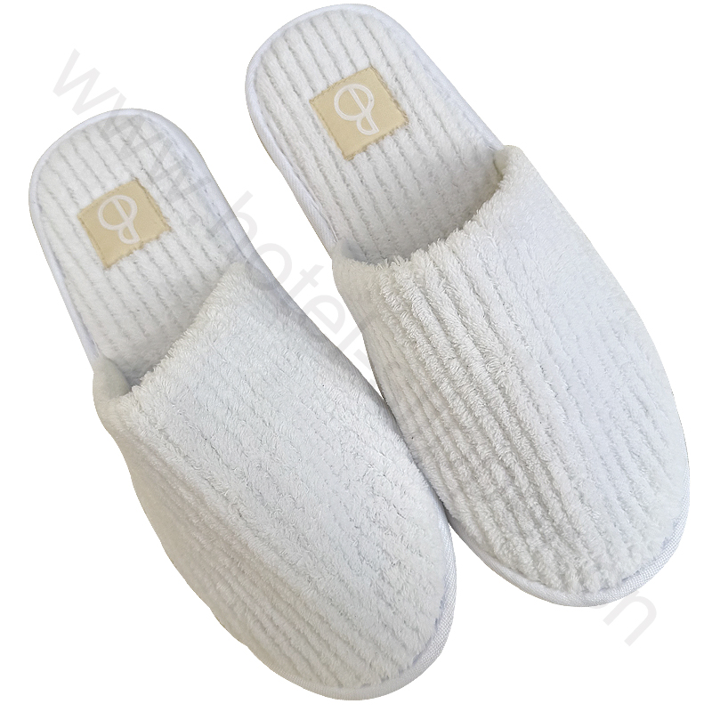 Luxurious Coral Fleece Hotel Slippers with Trendy Stripes
