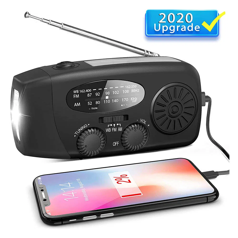 Emergency Phone Charger Hand Crank Generator Solar Am FM Radio