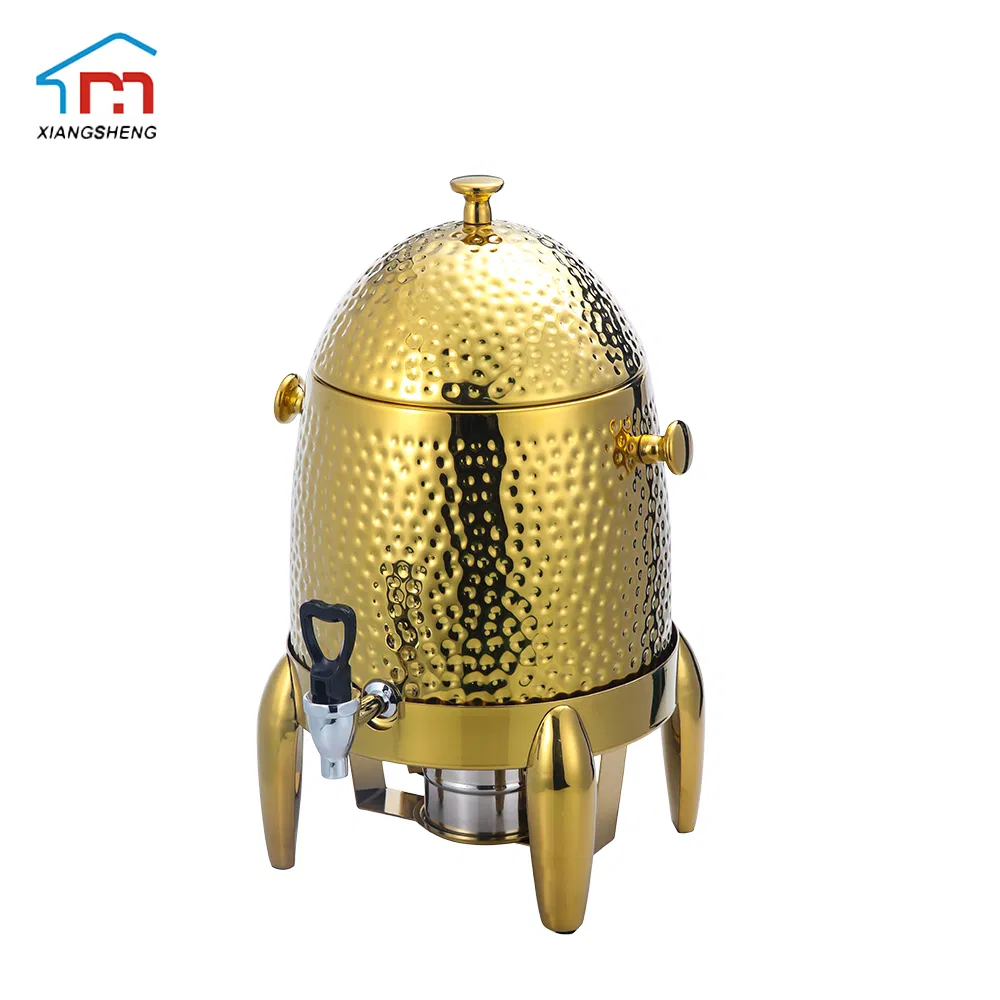 Xiangsheng Big Hammered Stainless Steel Drink Dispenser Golden Plating Milk Coffee Dispenser