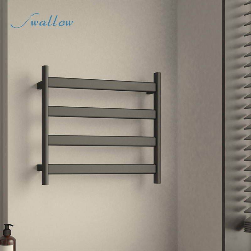 Straight 4-Bar Hardwired Electric Towel Warmer in Matte White or Matte Black