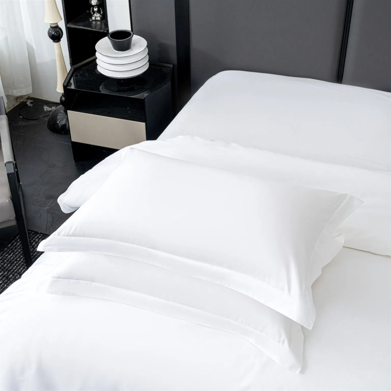 Cotton Fabric Satin Strip Pillows Soft Hotel Quality Pillows Luxury Down Alternative Bed Sleep Pillow for Hotel