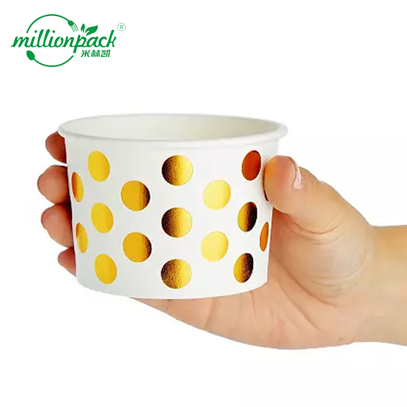 Large Paper Ice Cream Bowl Leak Resistant Compostable Cups for Catering Service Frozen Yogurt and Parties
