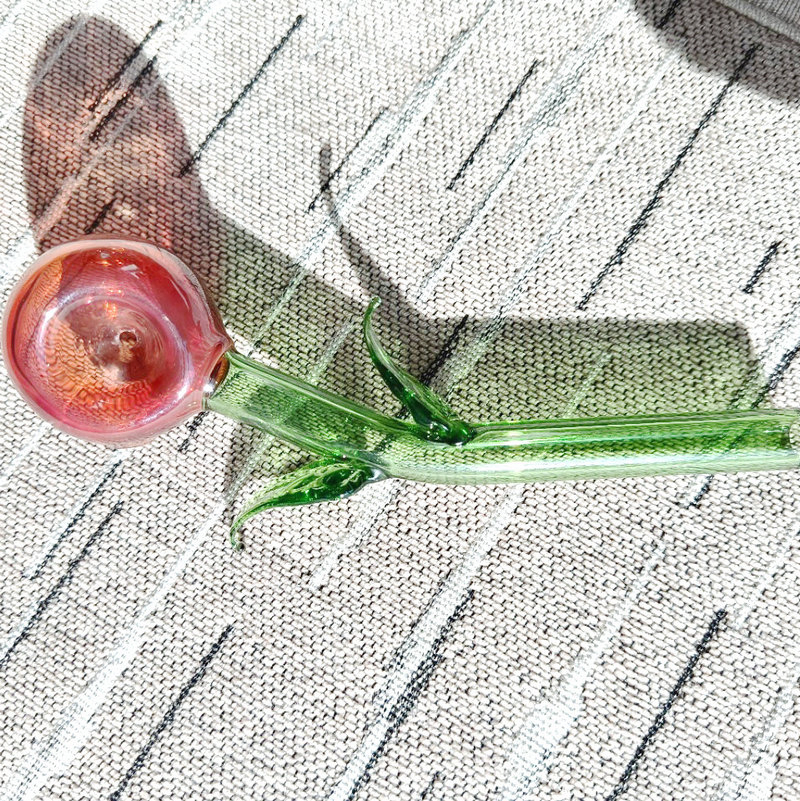 Rose Glass Smoking Pipes Tobacco Hand Spoon Pipe