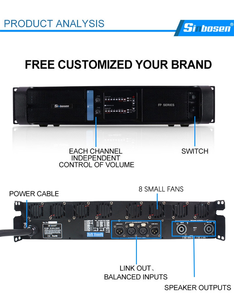 Class Td Sinbosen 2-Channel 5000W High Power Professional Audio Sound Ds-14K Amplifier Aound