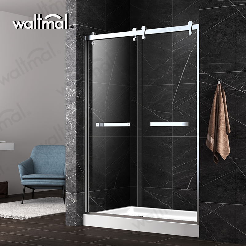 Frameless Sliding Fold Tempered Glass Shower Door Rooms Bathroom
