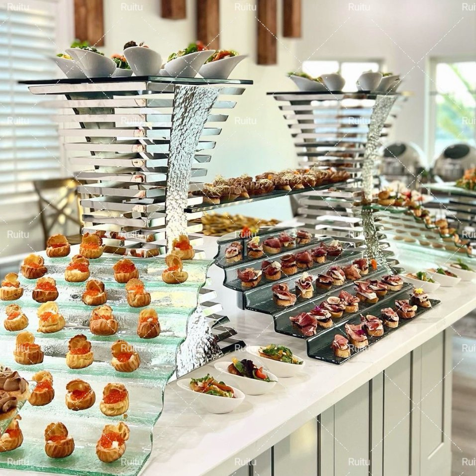 Wedding Party Decoration Supplies Stainless Steel Metal Cupcake Serving Set Dessert Table Display Stand Commercial Gold High Tea Cake Stands for Events