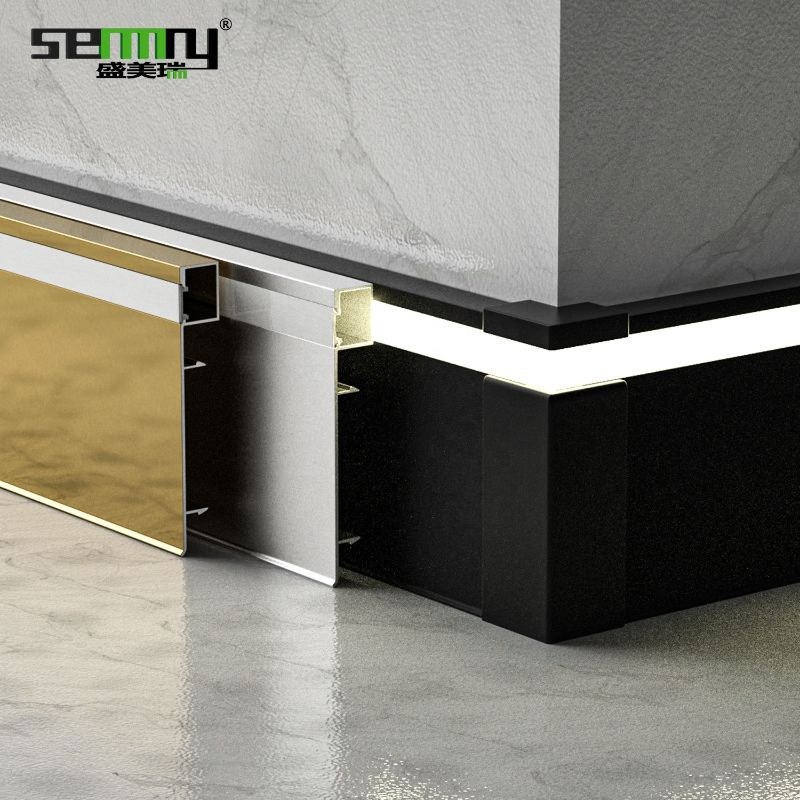 Aluminum Skirting Board with LED Strip Profile Flooring Accessories Baseboard