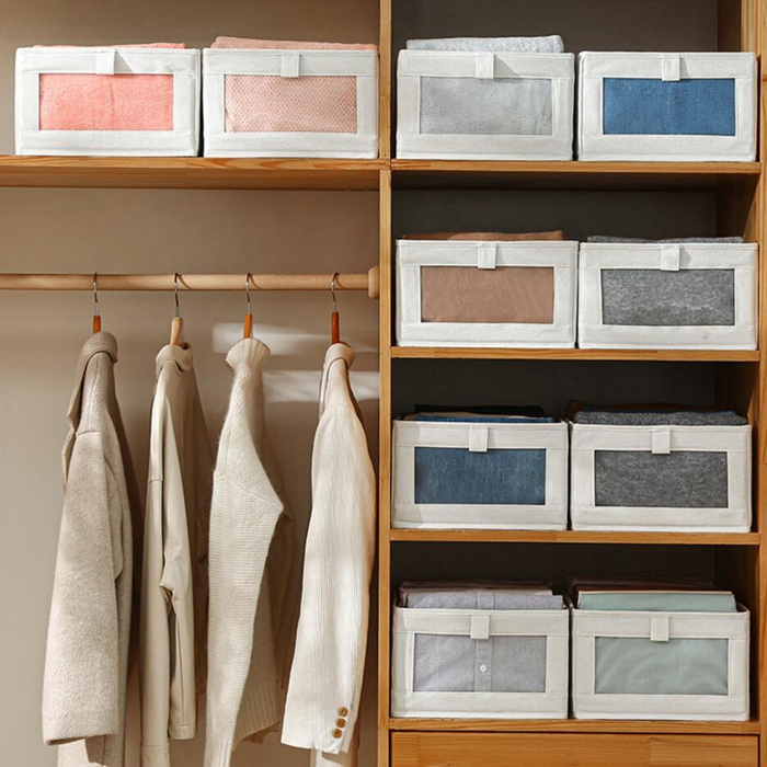 Storage Bins for Organizing Clothing Jeans Toys Books with Handle and Window