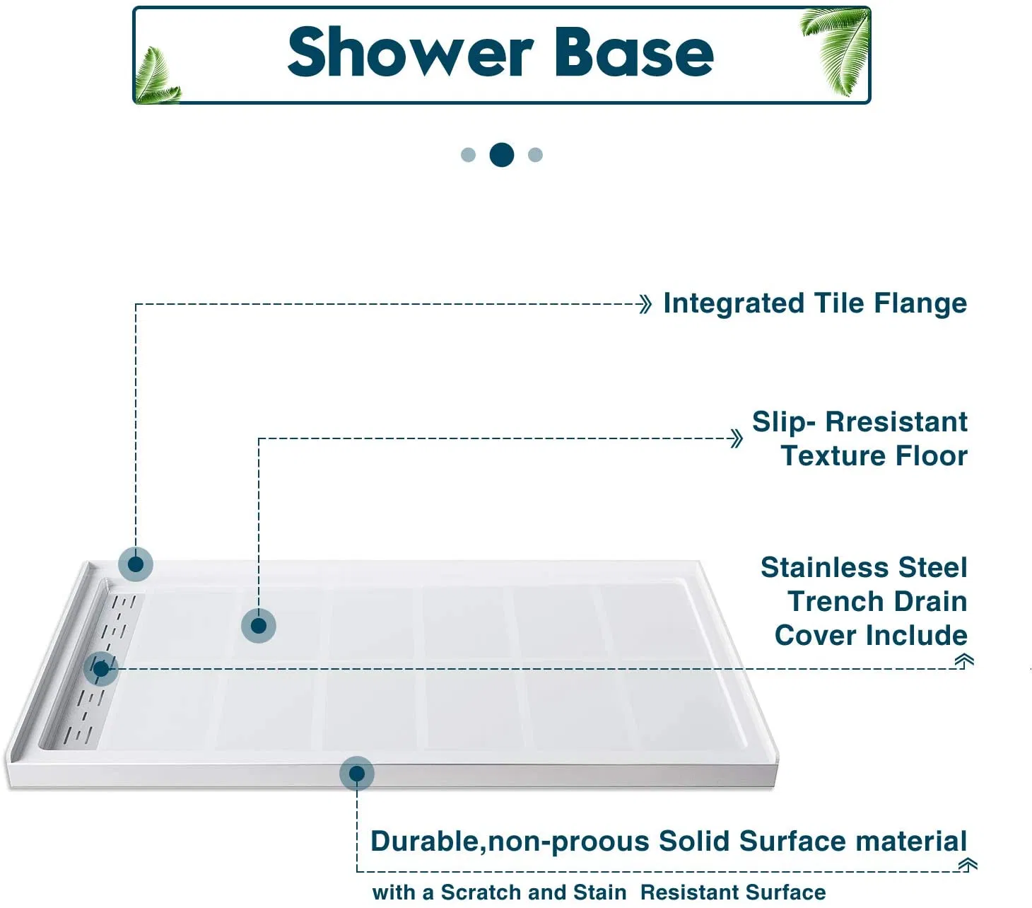 Shower Base Center Drain Location Shower Tray (BD-1014)