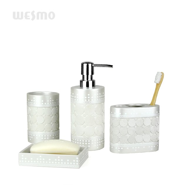 Elegant Marble Look Polyresin Bathroom Accessory Sets for Hotel & Home