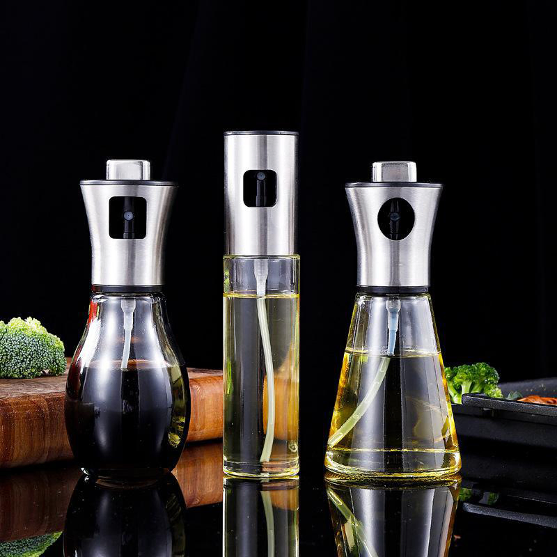 Hot Selling Glass Bottle Olive Oil Sprayer with Stainless Steel Lid for Cooking BBQ