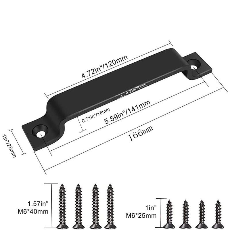 Strong Black Steel Barn Door Pull Vintage Farm House Gate Cabinet Handle Pull Sliding Door Pull Handle