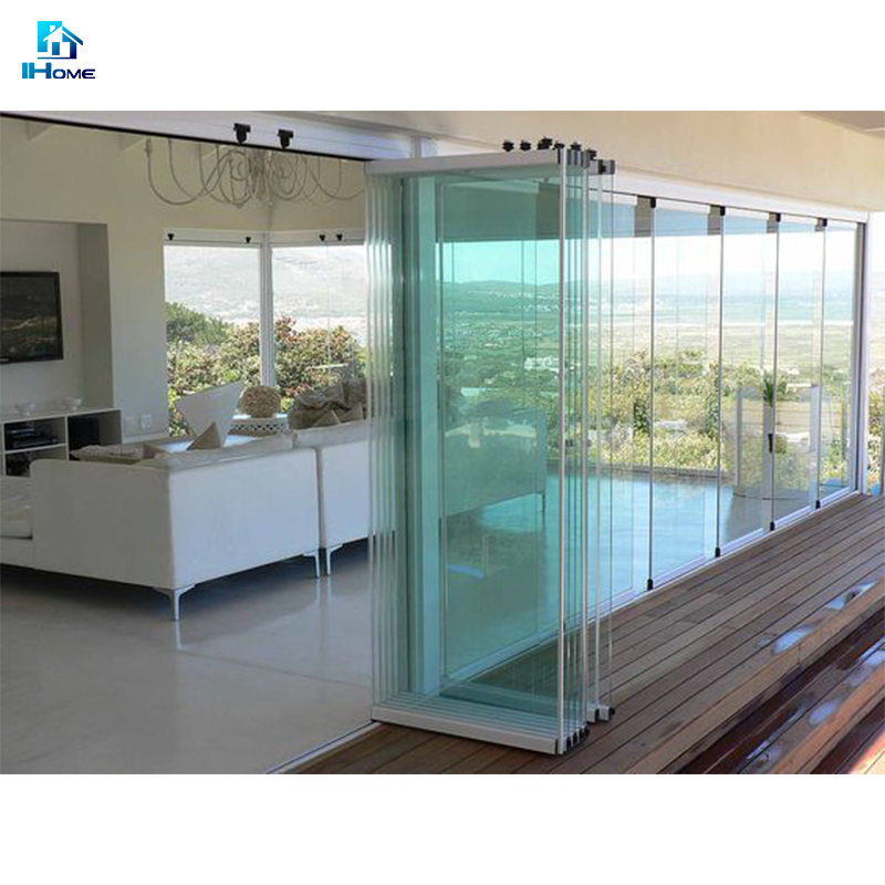 Aluminium Slim Folding Doors Frameless Exterior Glass Bifolding System Door