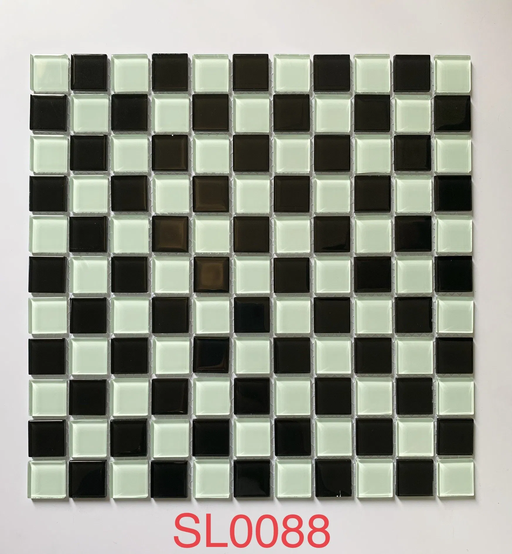 Мозаика для бассейна сине-белая, стеклянная, 30x30 мм