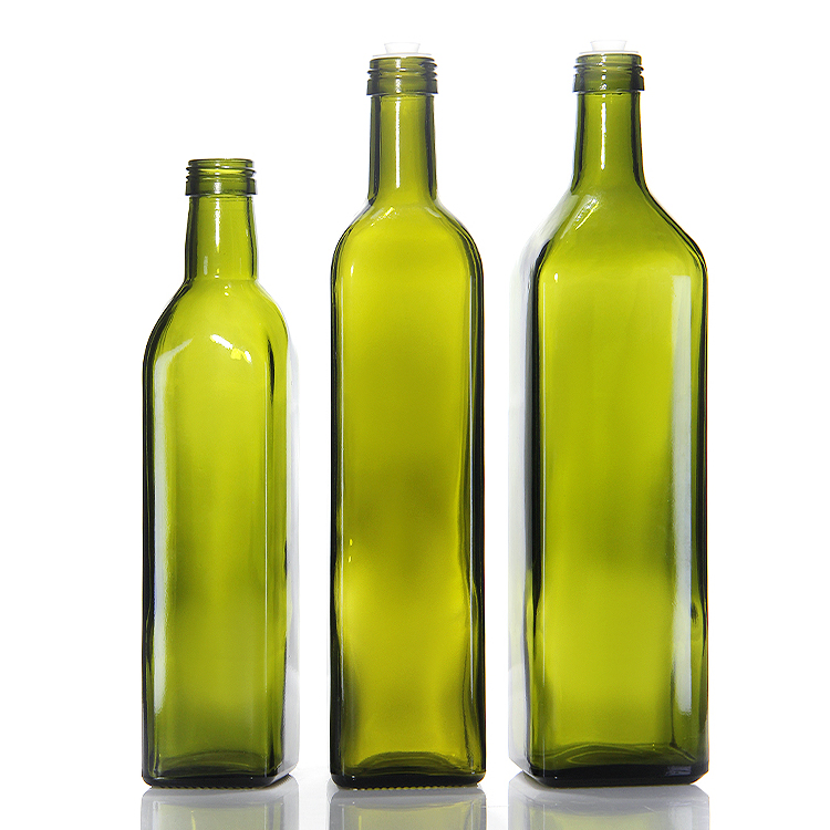 Top Quality 750ml 1000ml Dark Green Clear Round Square Glass Olive Oil Bottles for Olive Oil