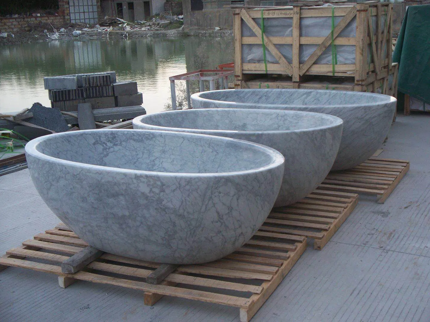 Natural Stone polished/honed Ellipse Bianco Carrara white Marble Bathtub for Home/Hotel Bathroom
