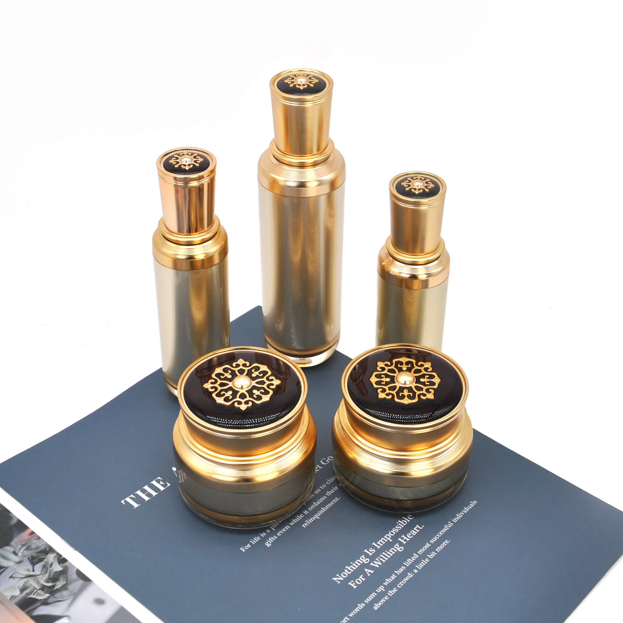 Empty Luxury Skin Care Packaging Circular Acrylic Cosmetic Plastic Bottle Set