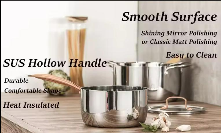 Non-Stick Stainless Steel Cookware Set Includes Cooking Pot and Pans