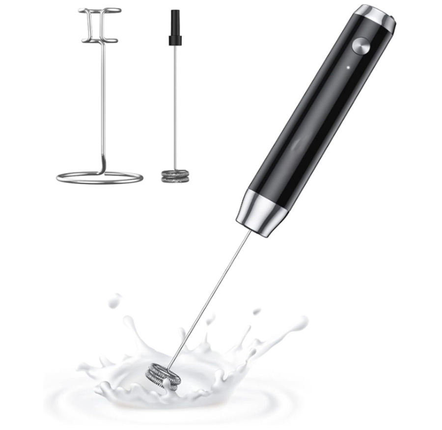 Rechargeable Handheld Electric Foam Maker Milk Frother with Stand