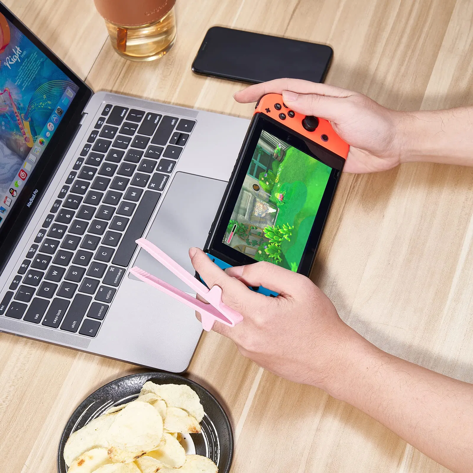 Promotion Wheat Straw Fiber Hands-Free Gamers Finger Tongs Christmas Party Game Chopsticks