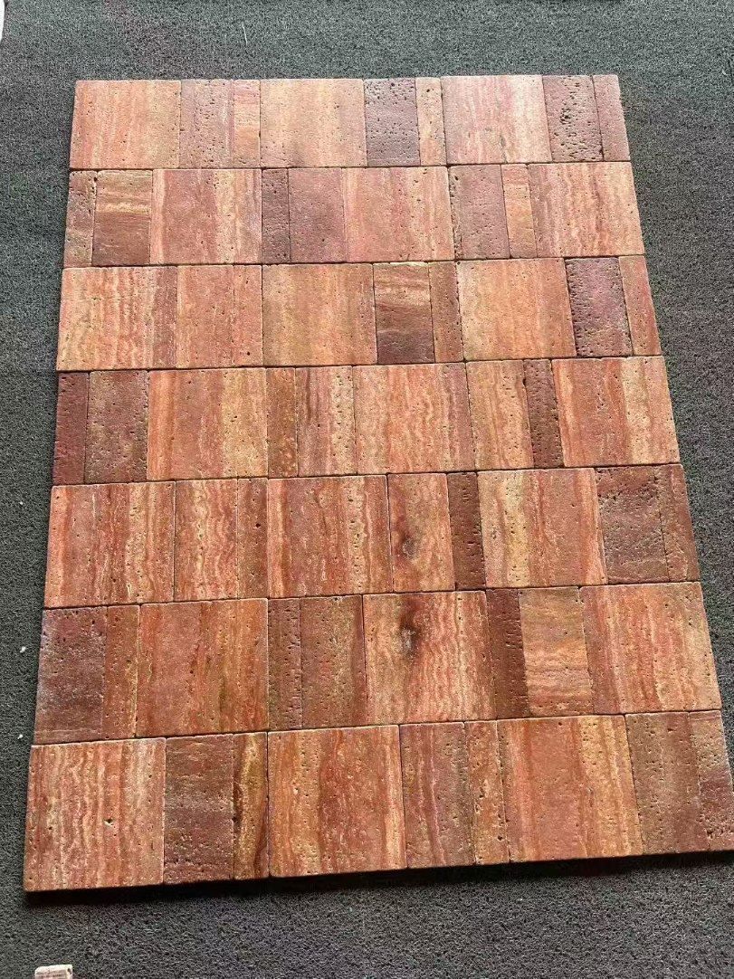 Pari Natural Stone Red Limestone Tiles for Wall Cladding Decoration Material