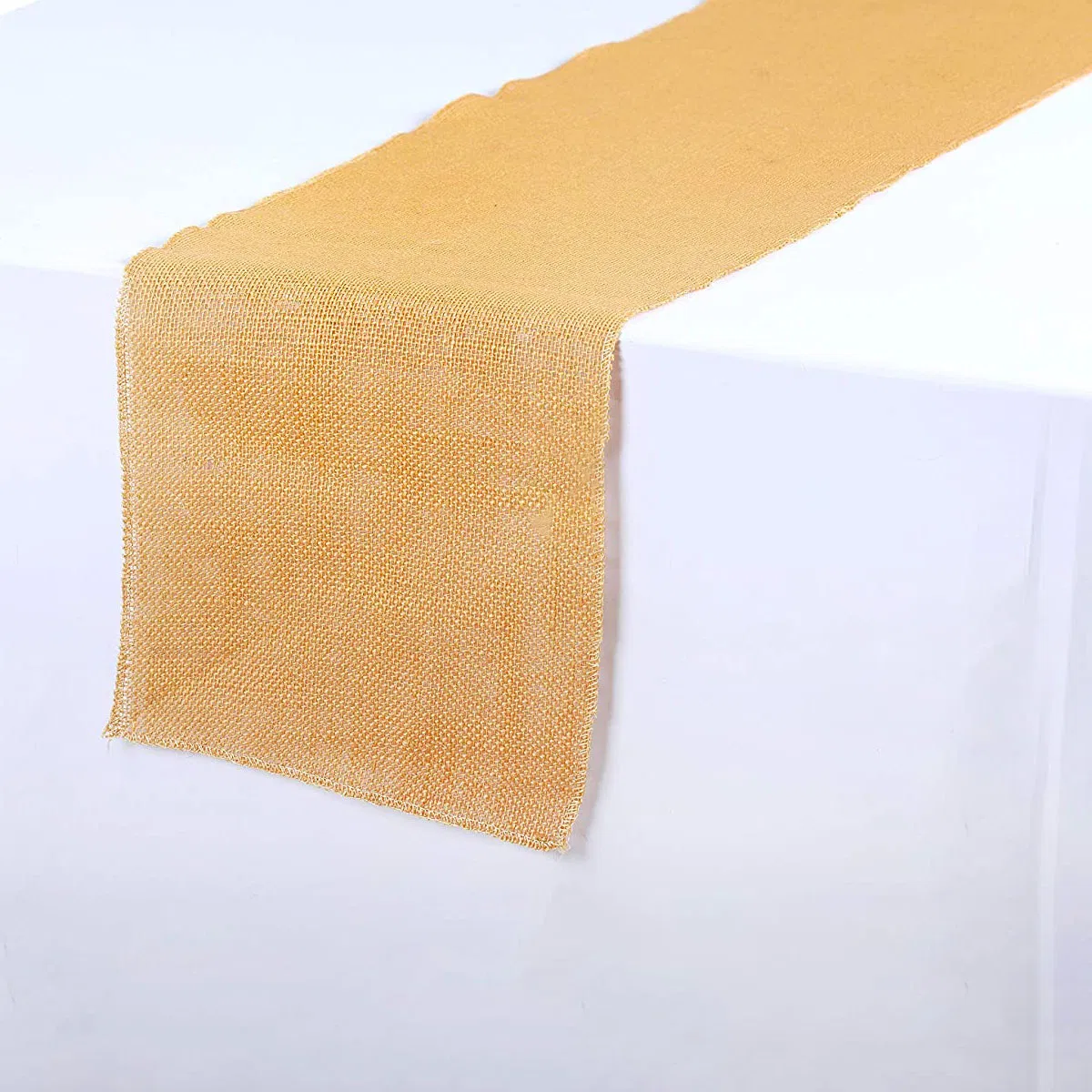 Light Orange Farmhouse Burlap Table Runner