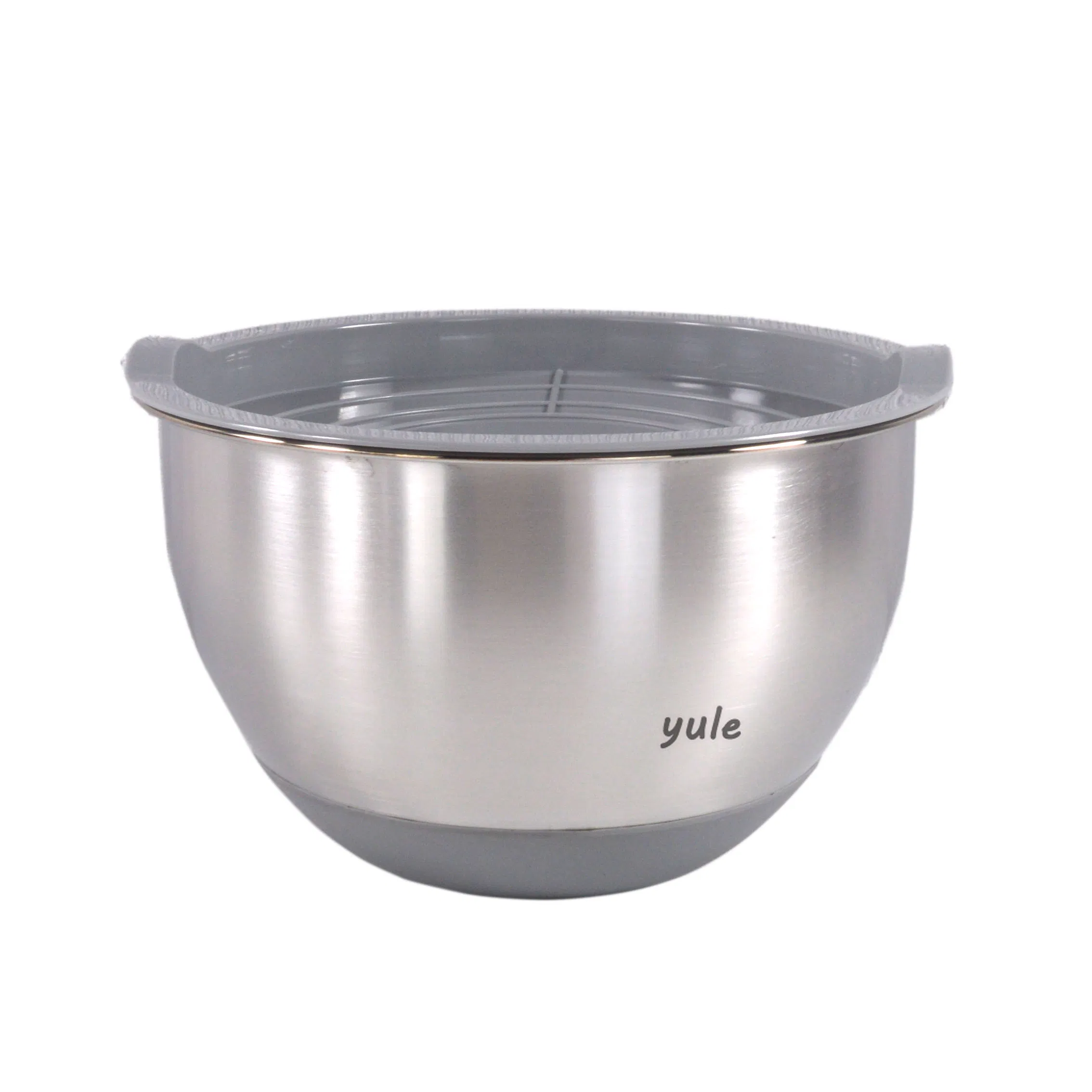Gray Color Silicone Bottom Stainless Steel Salad Mixing Bowl