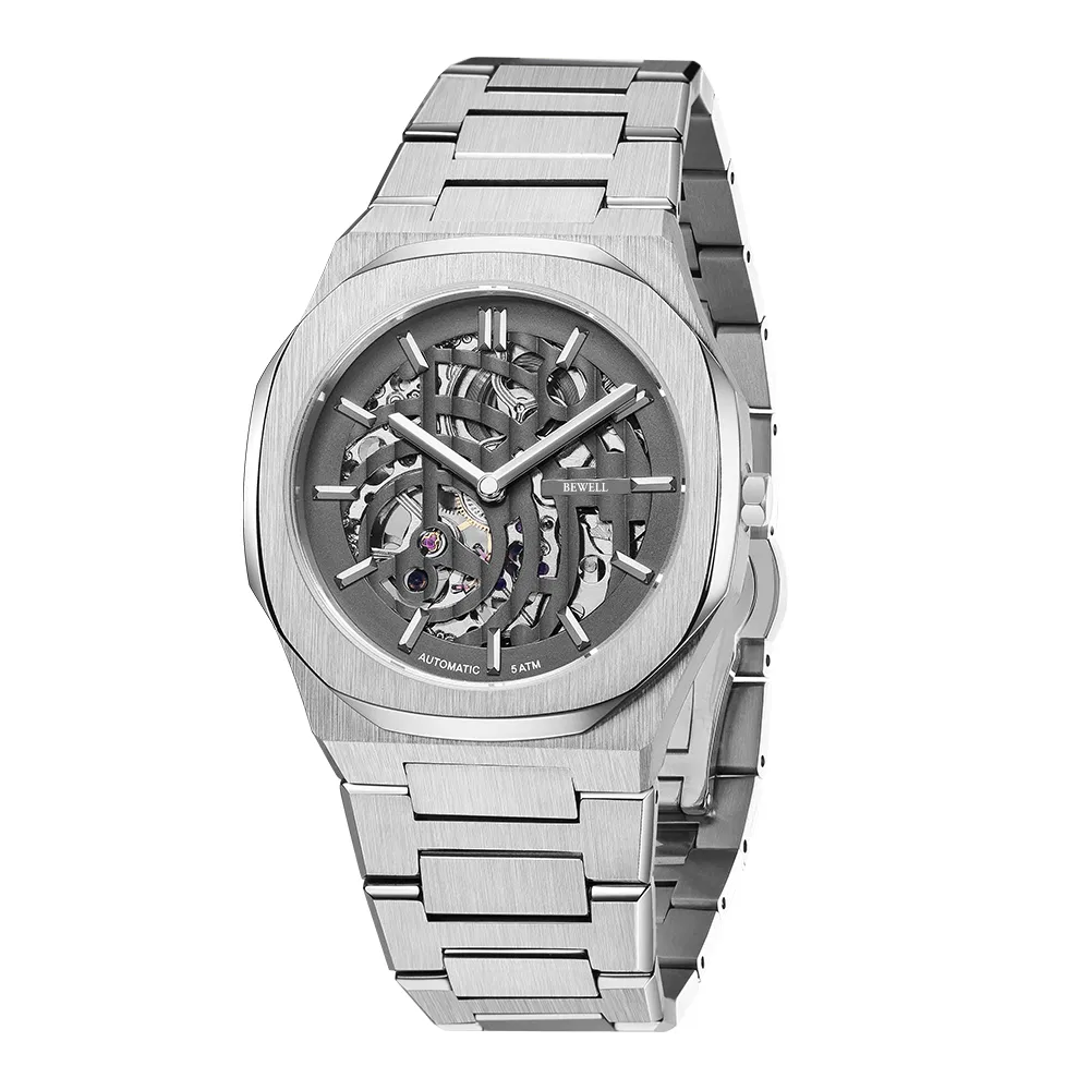 Wholesale 5ATM Water Resistant Chinese Automatic Movt Stainless Steel Watches for Men Custom Mechanical Stainless Steel Watch