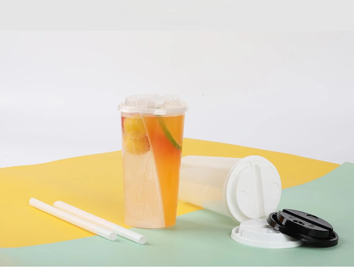 Custom 750ml PP Pet Cup Disposable Coffee Juice Smoothie Plastic Split Cups