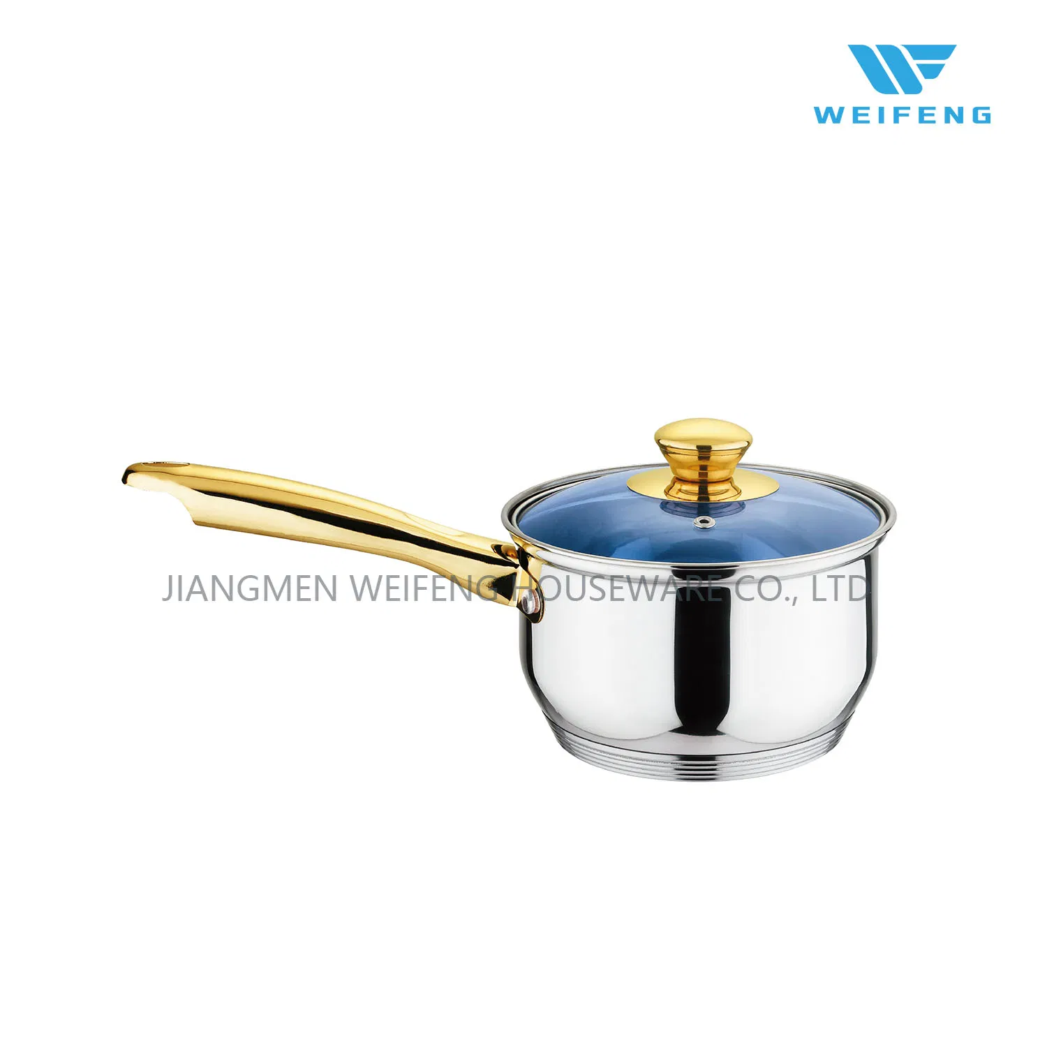 12PCS Stainless Steel Cookware Set with Frypan, Golden Plated Handle