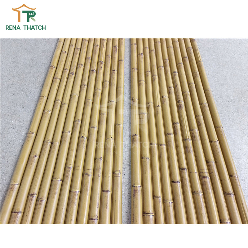 Long Lasting Outdoor Tiki Bar Artificial Bamboo Screen Synthetic Bamboo Pole Panels Roll Plastic Bamboo Wall